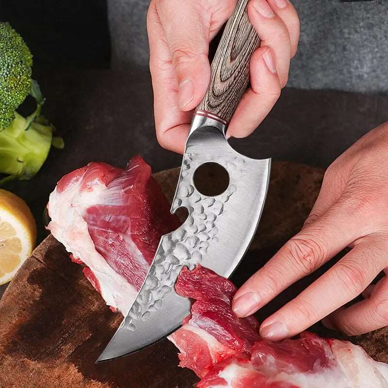couteau de cuisine lame arrondie et pointue pour la viande